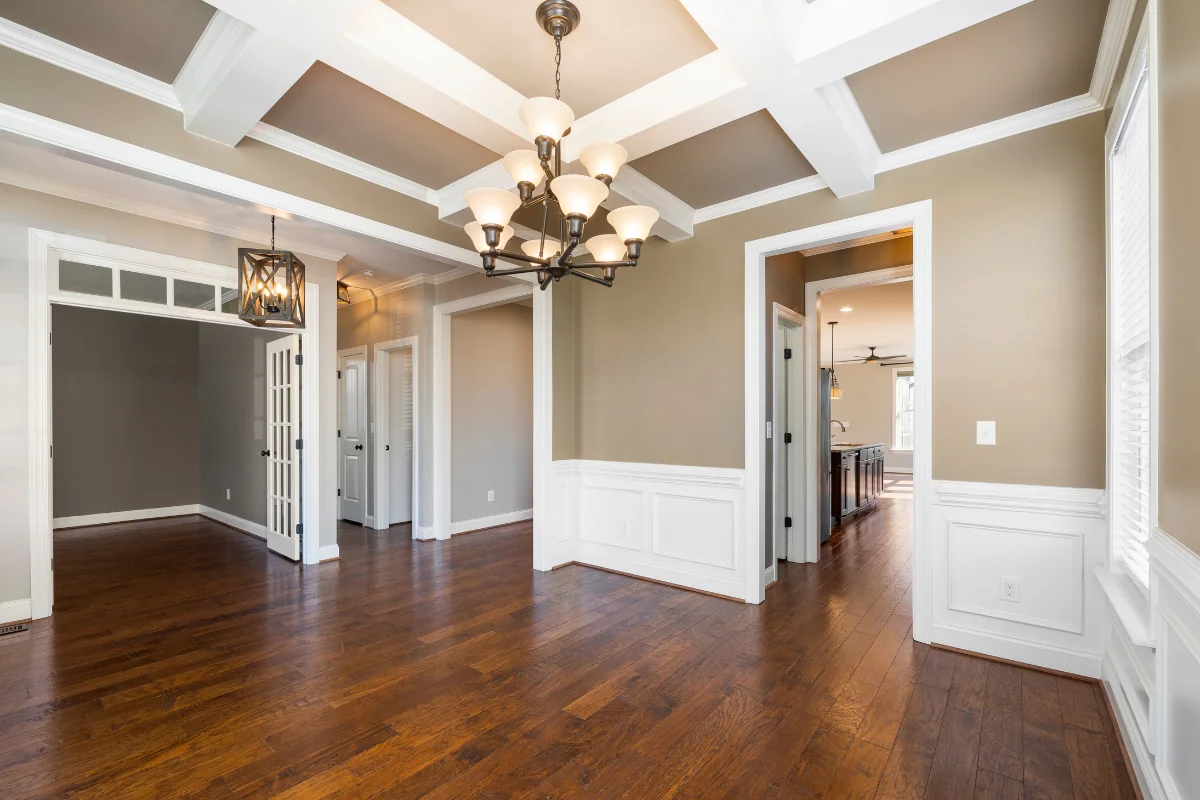 High-quality home remodeling, flooring installation service in Las Vegas by D&A Construction, showcasing modern wood flooring in a residential space.